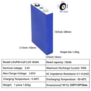 3.2V 105Ah Rechargeable Prismatic 100Ah Lithium Iron Phosphate Battery Cell - Product Image 4
