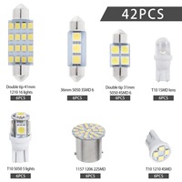 Kit d'éclairage intérieur de voiture à LED 42 pièces, ampoules de lecture LED T10 et ampoules Festoon 31 mm 41 mm 36 mm, ampoules LED automobiles 12 V