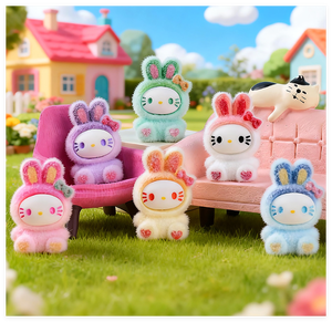 ของเล่นเด็กน่ารัก ตุ๊กตาบ้านนางฟ้า รูปปั้นแมวจิ๋ว งานปั้นสัตว์เคลือบกำมะหยี่ รูปปั้นแมวการ์ตูนสำหรับตกแต่งสวน - Product Image 2