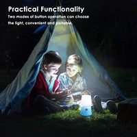 Lanterne de camping double mode avec crochet, lumière blanche et lumière flamme, alimentée par 3 piles AAA, lampe de tente LED portable pour la randonnée en extérieur