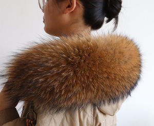 Capucha de Piel de Mapache Genuina de Primera Calidad, Ecológica y de Lujo para Invierno, Bufanda Desmontable, Capucha de Piel, Cuello de Piel - Product Image 6