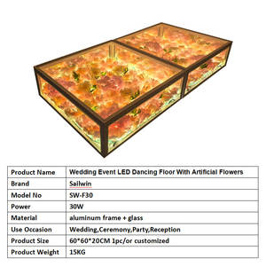 Piste de danse LED pour événements de mariage avec fleurs artificielles, éclairage de scène, miroir infini, piste de danse LED filaire - Product Image 6