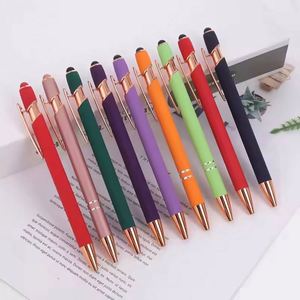 Stylo bille en métal doré à toucher doux, personnalisable avec logo, impression sérigraphique, cadeau promotionnel d'entreprise, vente en gros - Product Image 3