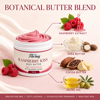 Crème corporelle fouettée à la framboise botanique certifiée GMPC, mélange de beurre de karité, hydratation intense pour femmes adultes