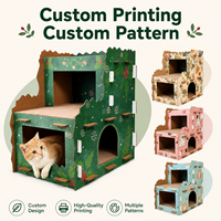 Mobilier pour animaux de compagnie en papier, design personnalisé, festif, à double étage et multi-niveaux, maison-griffoir pour chat
