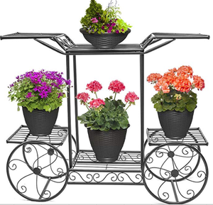 Fashion Iron Flower Basket Decoration Metal cast Iron Flower Pot Black Metal Plant Pot Stand - Product Image 3