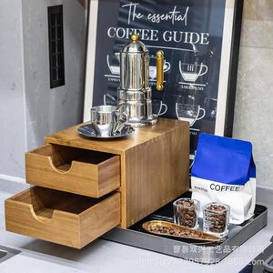 Boîte de rangement en bois pour dosettes de café avec plateau coulissant pour machine à café, organisateur domestique, couleur unie - Product Image 2