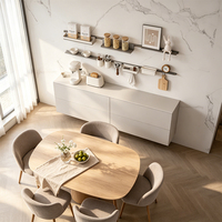 Meuble buffet mural Elabor pour salle à manger, organiseur de rangement pour accessoires de café et de boissons avec étagères, crochets et bacs de rangement