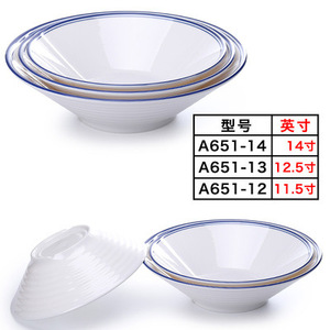 ชามบะหมี่เนื้อพอร์ซเลนลายหยก A8 ขอบสีน้ำเงิน หนาพิเศษ ทำจากเมลามีน ชามขนาดเล็กสำหรับหม้อไฟรสเผ็ดแบบจีน ขนาดใหญ่ - Product Image 2