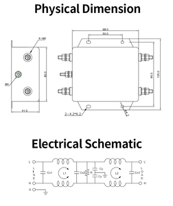 Bộ lọc EMI tăng cường yb21f2 Bộ Lọc dòng điện hiệu suất cao Hai giai đoạn 50A Bộ lọc một pha - Product Image 6