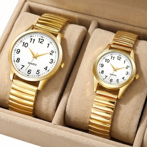 Gold Couple Quartz <b>Watches</b> Elastic Band White Dial <b>His</b> <b>and</b> <b>Hers</b> Set - Product Image 2