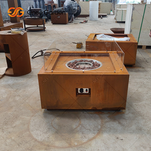 Brasero extérieur au propane avec foyer en acier corten et béton, pour bois de chauffage, patio, jardin, barbecue, camping, design de brasero, chauffage extérieur - Product Image 1