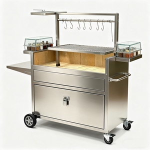 Argentina Santa Maria legna carbone ardente barbecue Grill lussuosa alta pieghevole in acciaio Trolley feste <span class=keywords><strong>al</strong></span> coperto ristoranti casa - Product Image 2