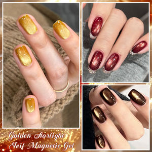 MTSSII 7ml Gel semi-permanent Flash à faire tremper pour salon de manucure, Gel magnétique effet voile doré Starlight, Gel pour ongles œil de chat - Product Image 4