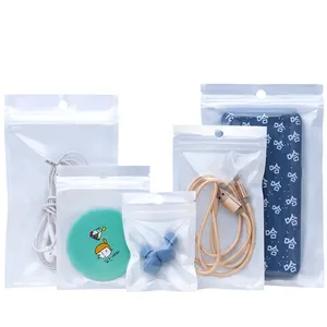 100pcs trắng rõ ràng tự con dấu dây kéo nhựa bao bì bán lẻ <span class=keywords><strong>Poly</strong></span> Túi Ziplock Zip khóa túi gói với hang lỗ - Product Image 2