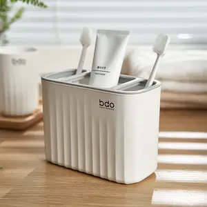Toothbrush And Toothpaste Holder Drainage For Bathroom Countertop With Large Toothpaste Caddy Organizer Sto