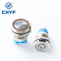 Interrupteurs à bouton-poussoir CHYF avec indicateur LED RVB, étanches, en métal, 6mm, 8mm, 10mm, 12mm, 16mm, 6V-220V, 1NO1NC