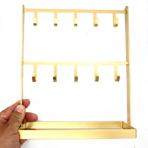 Présentoir suspendu moderne argenté et doré avec décoration de vitrine, support de rangement pour bijoux pour mobilier de magasin - Product Image 3