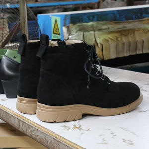 Bottes en daim souple pour femmes, noires, rétro, à fermeture éclair à la cheville, talon épais, confortables, respirantes, chaussures de loisirs printemps automne hiver, grandes tailles 41 42 - Product Image 3