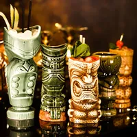Vente en gros de mugs Tiki hawaïens, verres à cocktail créatifs, tasses Tiki en céramique faites à la main et personnalisées pour bar