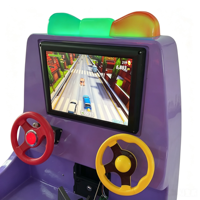 Manège pour enfants à monnayeur, machine d'arcade en fibre de verre en forme de voiture de dessin animé, équipement d'amusement pour enfants avec écran d'affichage