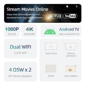 Vente directe de la marque AUN AKEY9S 1080P 1000ANSI Mise au point automatique Écran LCD 5,7 pouces 2,4G/5G WIFI Affichage Android Projecteur intelligent sans fil mondial - Product Image 4