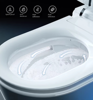 Toilette de salle de bain moderne de luxe, monobloc en céramique, à poser au sol, avec siphon en S, chasse d'eau automatique, bidet intelligent, siège chauffant, télécommande