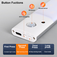 Iluminación interior recargable magnética 3CCT PIR Sensor de movimiento lámpara de noche retroiluminada inundación Led gabinete luz para cocina dormitorio pared