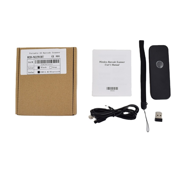USB+Bluetooth+2.4g 2D Portable Bluetooth Wireless Barcode Scanner