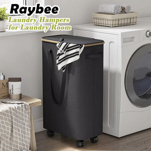 Panier à linge moderne, pliable, écologique, durable, en toile Oxford et bambou, grande capacité, avec logo personnalisé, vente en gros - Product Image 5