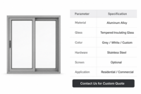 Ventana Corredera de Aluminio con Configuración de Vidrio Personalizada para el Desarrollo de Viviendas de Lujo y Villas de Vacaciones