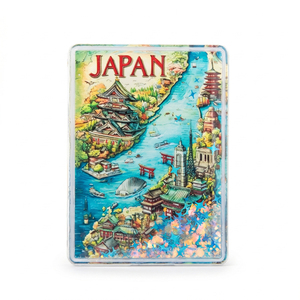 Souvenirs personnalisés de différents pays, aimant de réfrigérateur souvenir de voyage, shaker à paillettes liquides dynamiques, cadeau en acrylique - Product Image 6
