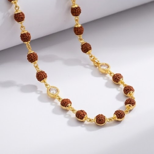 22K Gold Traditional Rudraksha <b>Beads</b> <b>Necklace</b> for Women Ethnic Temple Jewelry Designer Long Chain Party Wear Gift - Product Image 1