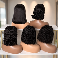 Perruques Bob en cheveux humains bruts à cuticules alignées, cheveux péruviens, double trame frontale, sans colle, ultra-lisses, longs, en dentelle, cheveux brésiliens