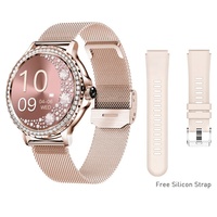 Reloj Inteligente para Mujer NX19 con Marco de Diamantes, Pantalla TFT HD de 1.3 Pulgadas, IP67, Llamadas Bluetooth, Monitoreo del Sueño, Carga Inalámbrica, 5-10 Días de Autonomía
