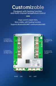 Jiabaida sp04s075 3.2V LiFePO4 3.7V Li-Ion 3S 4S 12V 50A 100A 150A 200A thông minh BMS với UART 485 có thể miễn phí BT - Product Image 6