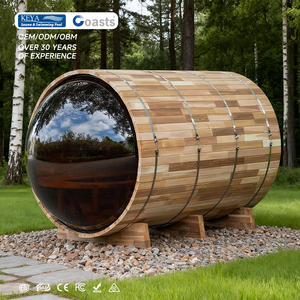 Keya <span class=keywords><strong>Sauna</strong></span> Design Beliebte Günstige Außensauna Dampfbad Spa-Wannen Saunaräume Außenbadewanne Kanadisches Rotes Zedernholz Panorama Bar - Product Image 1