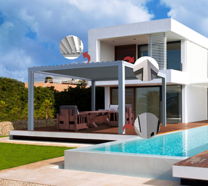 Pérgola Bioclimática Motorizada <span class=keywords><strong>para</strong></span> <span class=keywords><strong>Exteriores</strong></span> con Techo de Aluminio Moderno y Persianas, Pérgola de Aluminio <span class=keywords><strong>para</strong></span> <span class=keywords><strong>Exteriores</strong></span> - Product Image 3