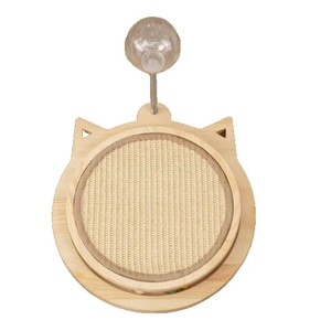 Grattoir à chat en bois, tapis en sisal ovale, durable, pour chatons, avec jouet à bille - Product Image 4