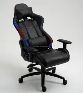 저렴한 게임 의자 RGB 조명 하이 백 PU 가죽 책상 의자 및 PC 레이싱 LED 인체 공학적 조정 가능한 회전 작업 의자
