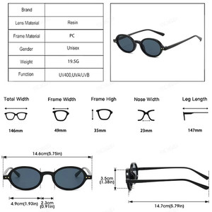 Lunettes de soleil ovales rétro tendance 2026 avec rivets, protection UV400, petite monture, pour hommes et femmes, personnalisables avec logo - Product Image 6