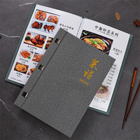 Carpeta de Menú Personalizada para Restaurante, Carpeta de Madera con Logotipo, con Bolsillo y Clip de Sujeción