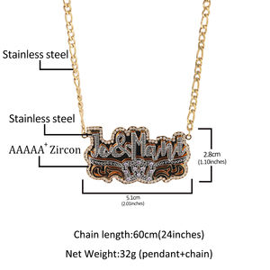 उविन जन्मदिन व्यक्तिगत स्टेनलेस स्टील डबल लेयर नाम प्लेट हार कस्टम 18k सोने की प्लेटेड उपहार गहने - Product Image 2