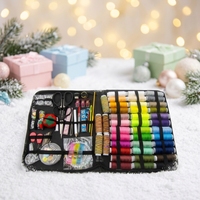 En stock, lot en gros de 206 pièces, grand kit de couture carré tendance, ensemble complet avec ciseaux, coffret cadeau Noël et Nouvel An