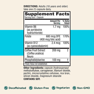 Capsules Nootropiques Bio 30ct Supplément de Neurofacteur avec B6 B12 Phosphatidylsérine Cerveau Focus Vitamines - Product Image 4