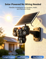 Caméra de sécurité extérieure solaire camouflage 9MP HD CMOS avec audio bidirectionnel, étanche IP66, vision nocturne et détection de mouvement pour ferme