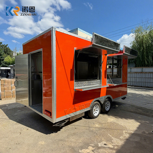 Rimorchio Mobile per Catering Commerciale Rosso con Barra <span class=keywords><strong>di</strong></span> Traino, Telaio in Acciaio Inox, Doppio Asse e Finestra Scorrevole per Gelati - Product Image 1