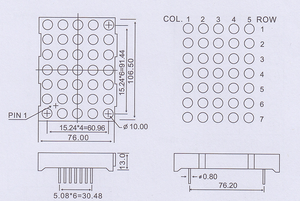 Pantalla LED de Matriz de Puntos de 4 Pulgadas y 5x7, Modelo Houkem-40057-BPG, Aplicable a Equipos de Seguridad, Tubo Digital Verde Puro - Product Image 3