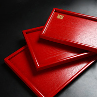 Plateau en bois rouge pour service de thé, plat de cérémonie de mariage, assiette plate festive, pour fruits secs et collations, logo personnalisé disponible, style japonais