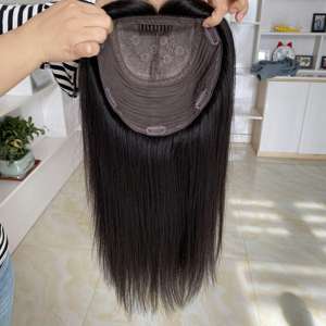 Natural Color Hair Toppers With Silk Base Human Hair Silk Top Toppers Virgin Hair Hand Tied Silk Base Toppers - Product Image 5